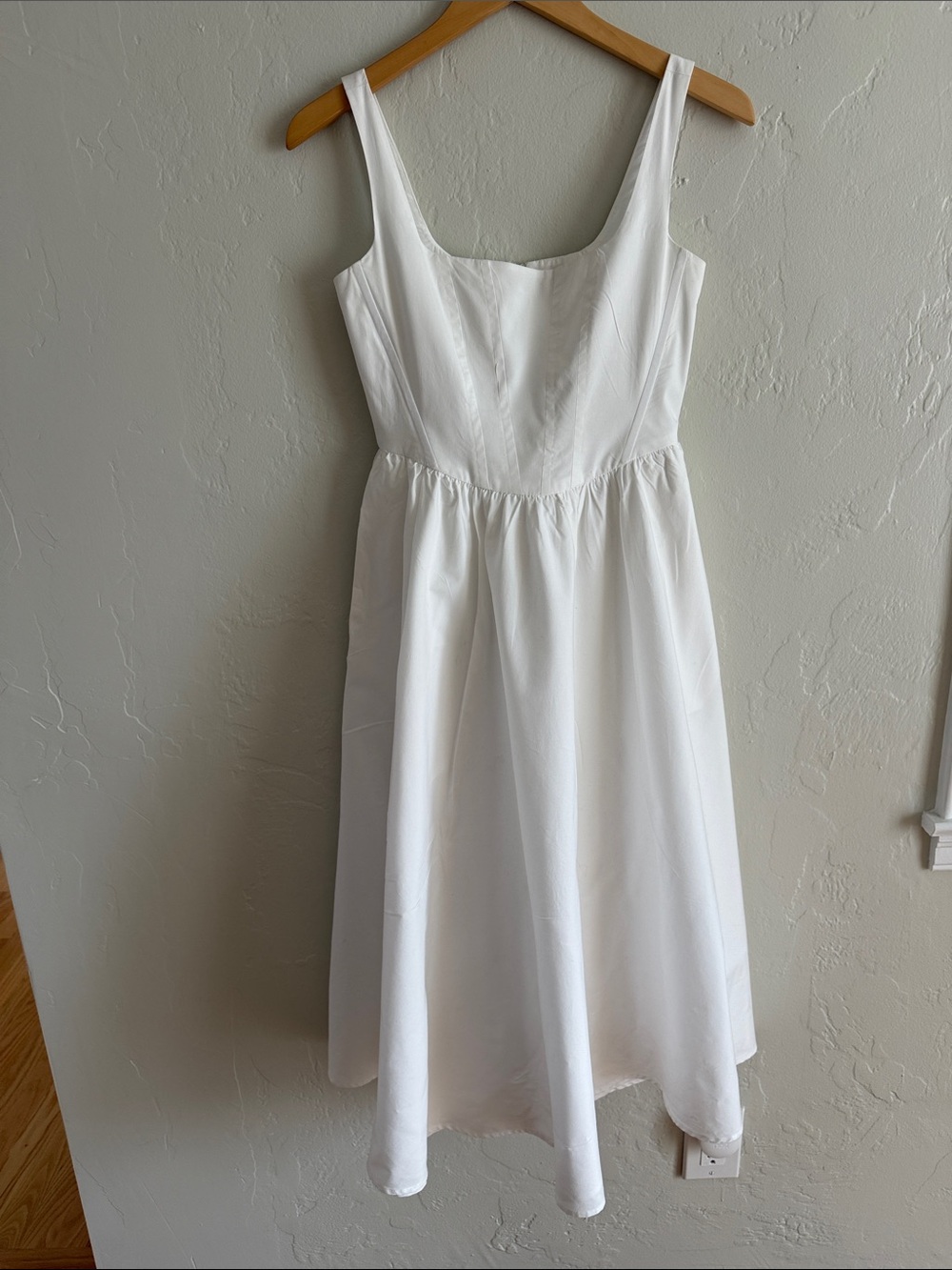 Wayf White Princess Waist Tank Dress with Boning in Bodice
